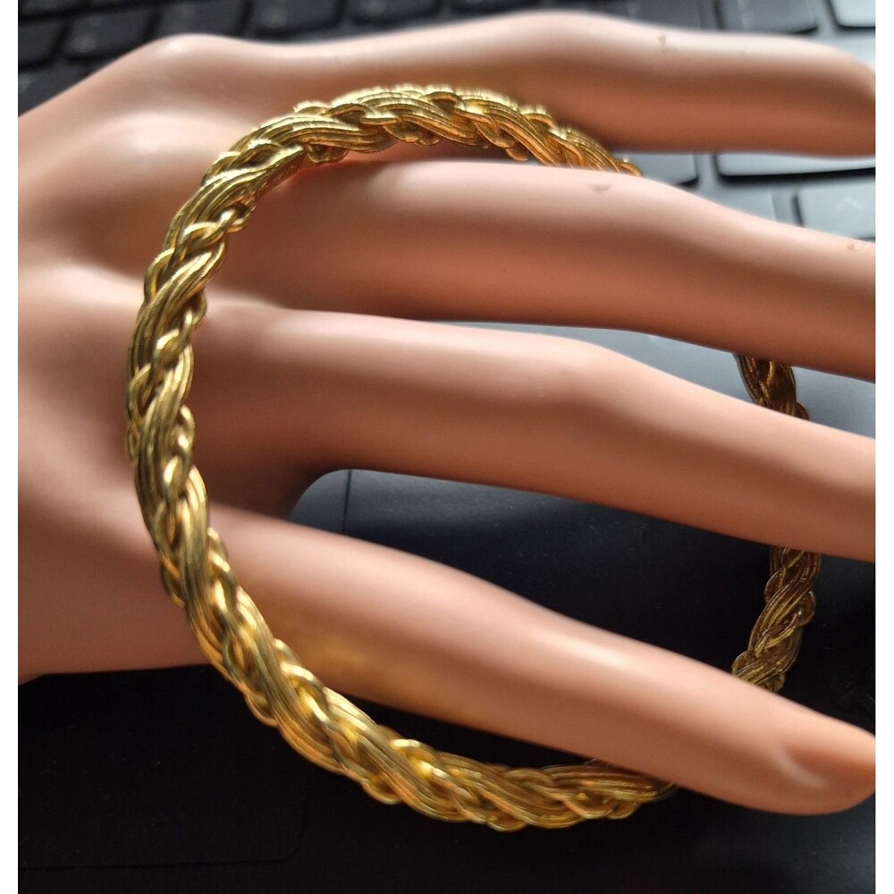 Vintage Trifari Bangles Bracelet Twist Rope Gold Tone